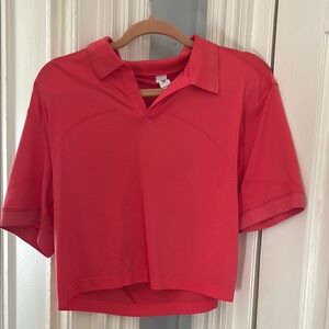 Women's Coral lululemon crop polo Top